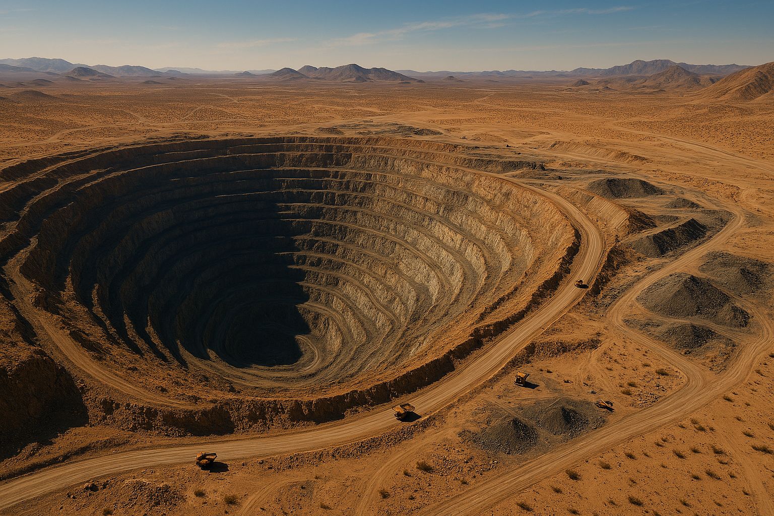 Open pit mine in a desert landscape